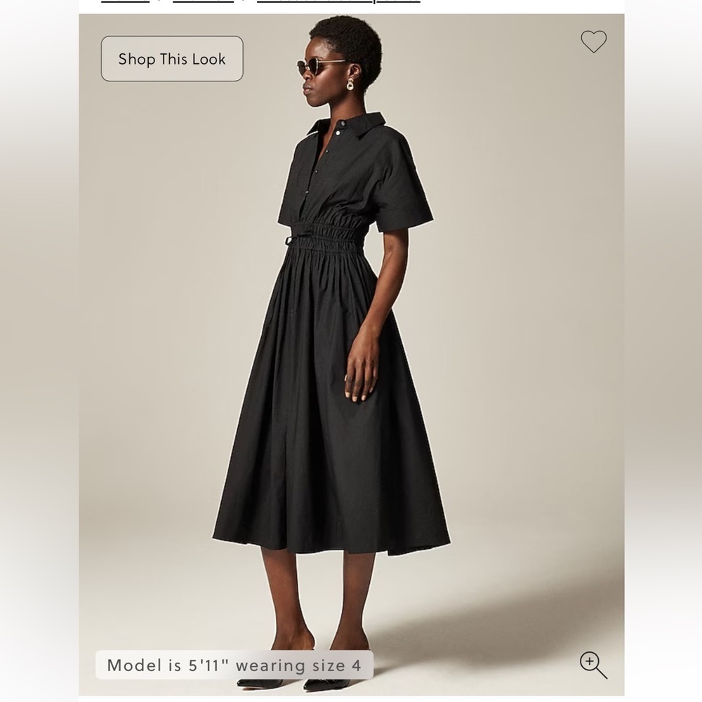 J. Crew Elena shirtdress in cotton poplin Size 24 Black NWT